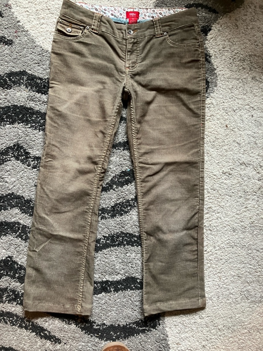 Mossimo Supply Co. Corduroy Pants in Olive Green with Light Blue Trim